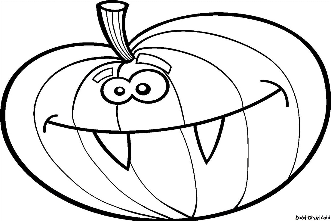 Coloring page Pumpkin with fangs | Coloring Halloween