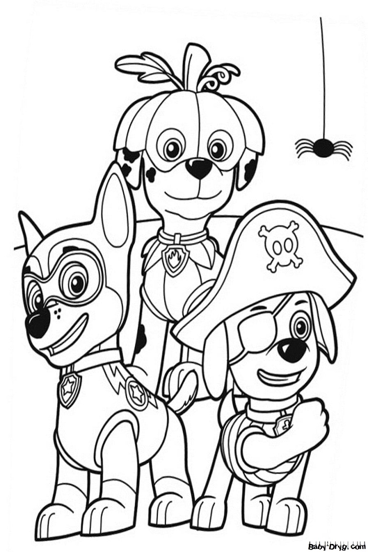 Coloring page Puppy Patrol in masquerade costume | Coloring Halloween