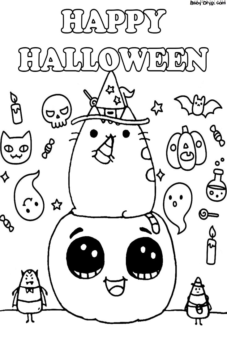 Coloring page Pushin on Halloween | Coloring Halloween