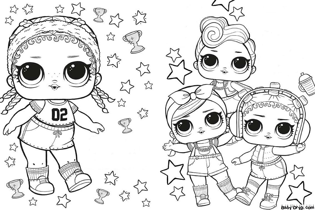 Coloring page Sisters of Friendship | Coloring LOL dolls