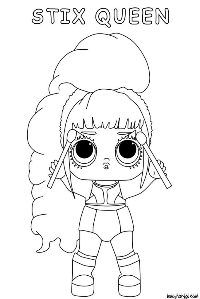 Coloring page Stix Queen drummer | Coloring LOL dolls