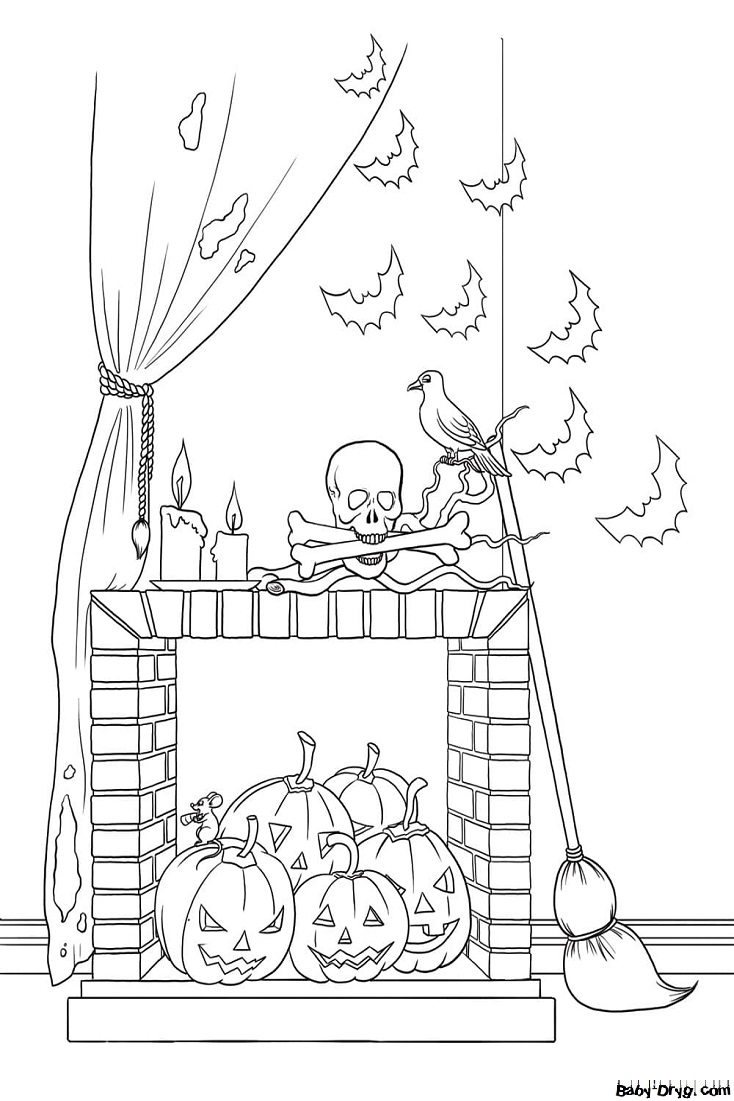 Coloring page The evening before All Saints Day | Coloring Halloween