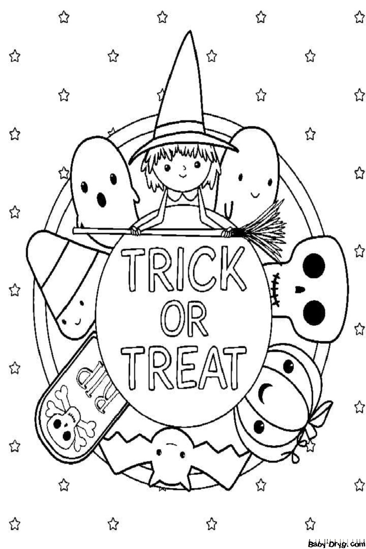Coloring page Trick ir Treat | Coloring Halloween printout