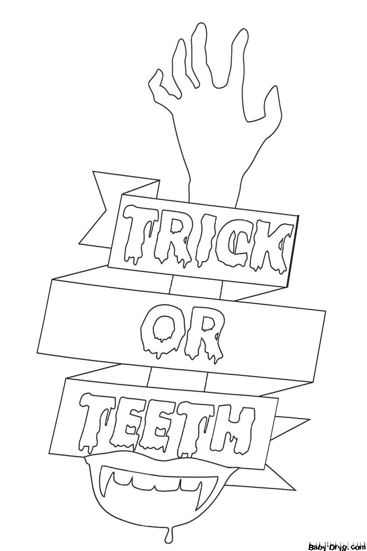 Coloring page Trick or Teeth | Coloring Halloween printout