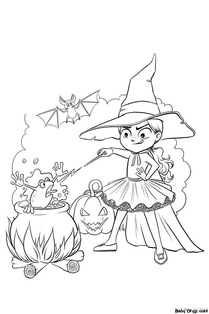 Coloring page Witchcraft | Coloring Halloween printout