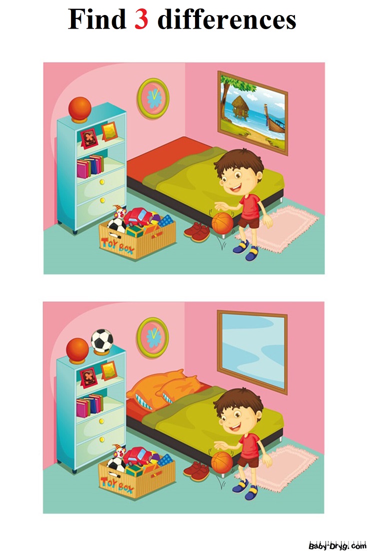 Boy's room | Find 3 differences for free
