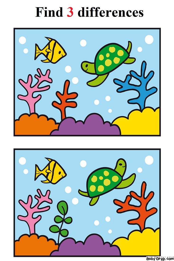 Coral reef | Find 3 differences for free