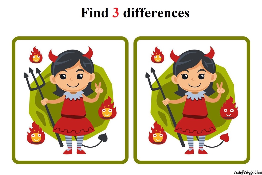 Cute little devil | Find 3 differences for free