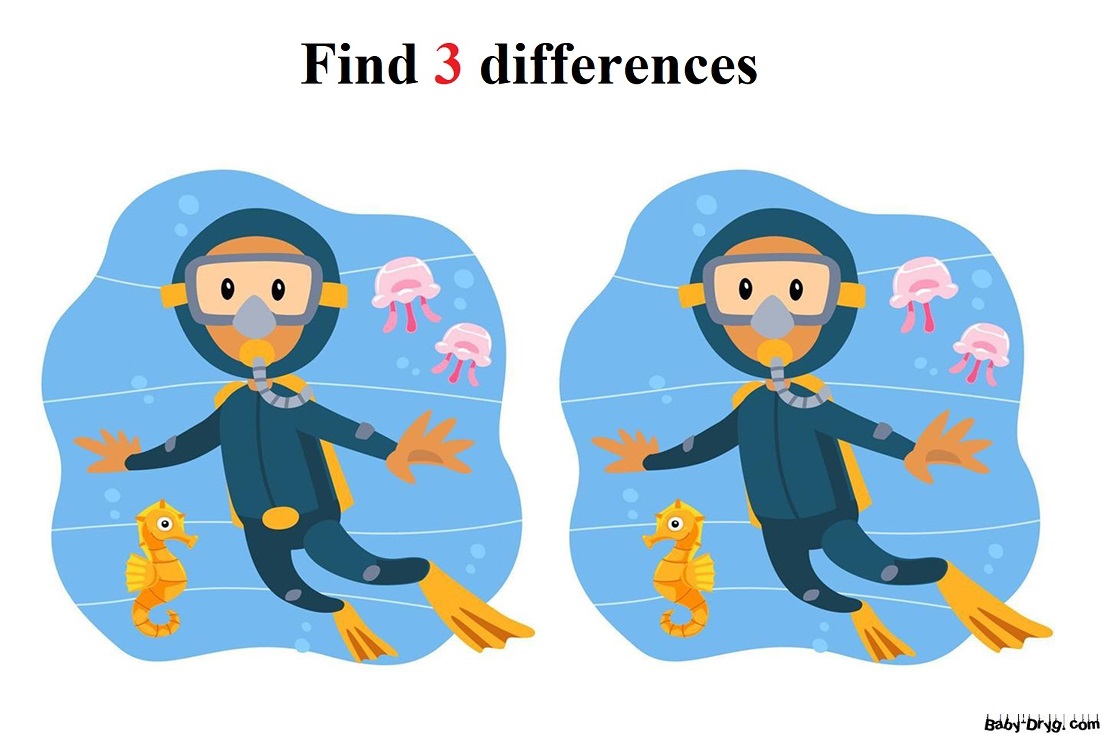 Diver | Find 3 differences for free