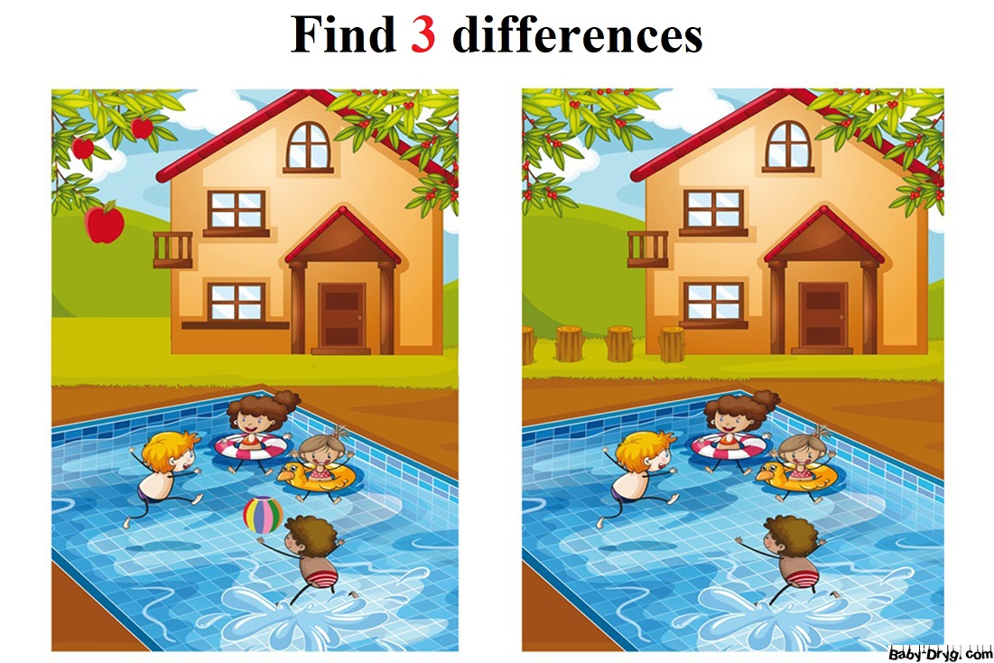 In the pool | Find 3 differences for free