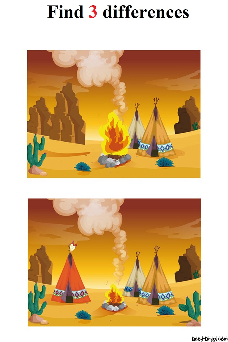 Indian settlement | Find 3 differences for free