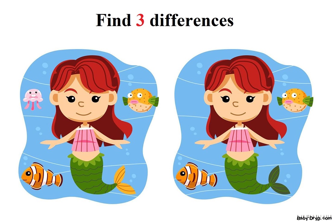 Little Mermaid | Find 3 differences for free
