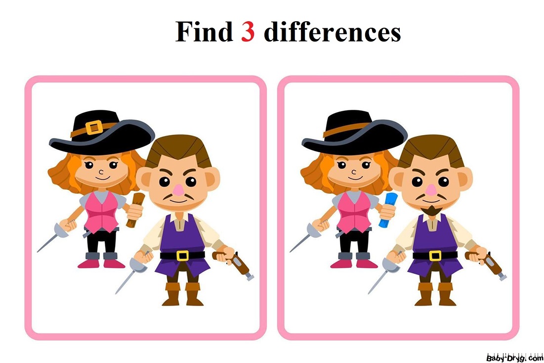 Musketeers | Find 3 differences for free