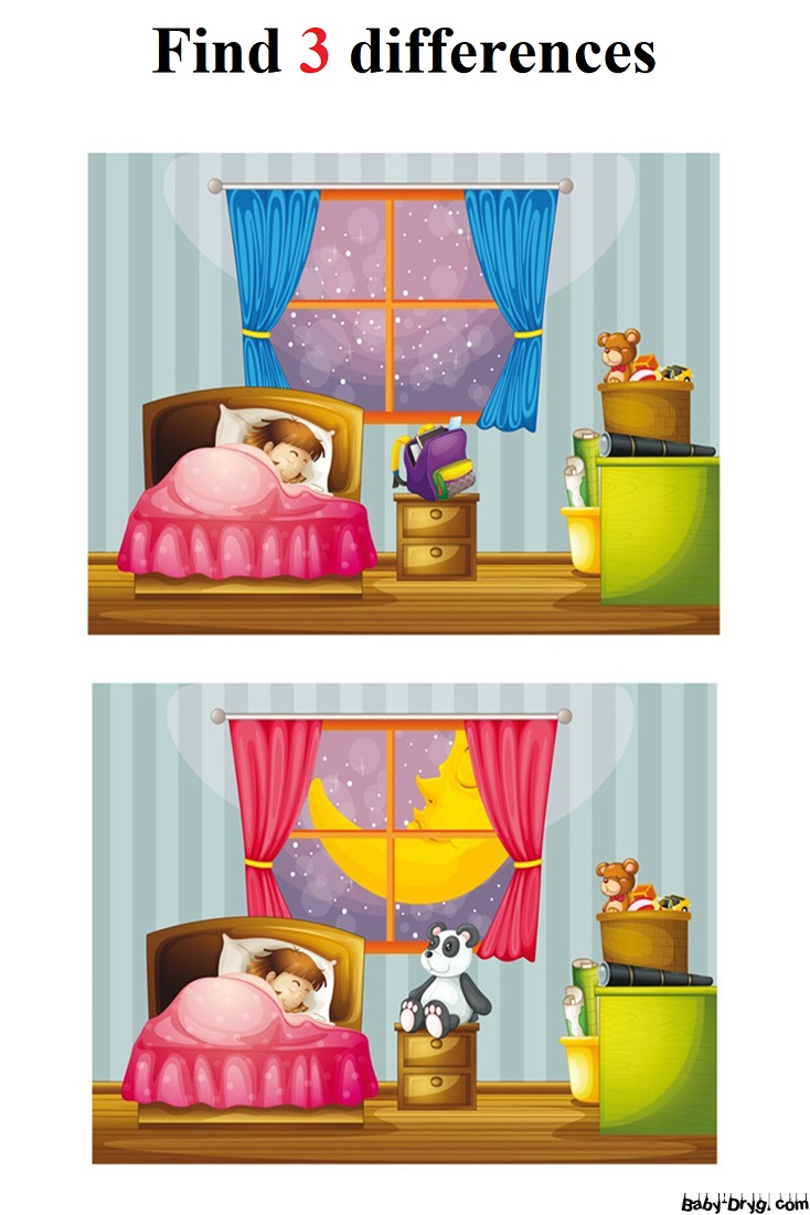 Night sleep | Find 3 differences for free