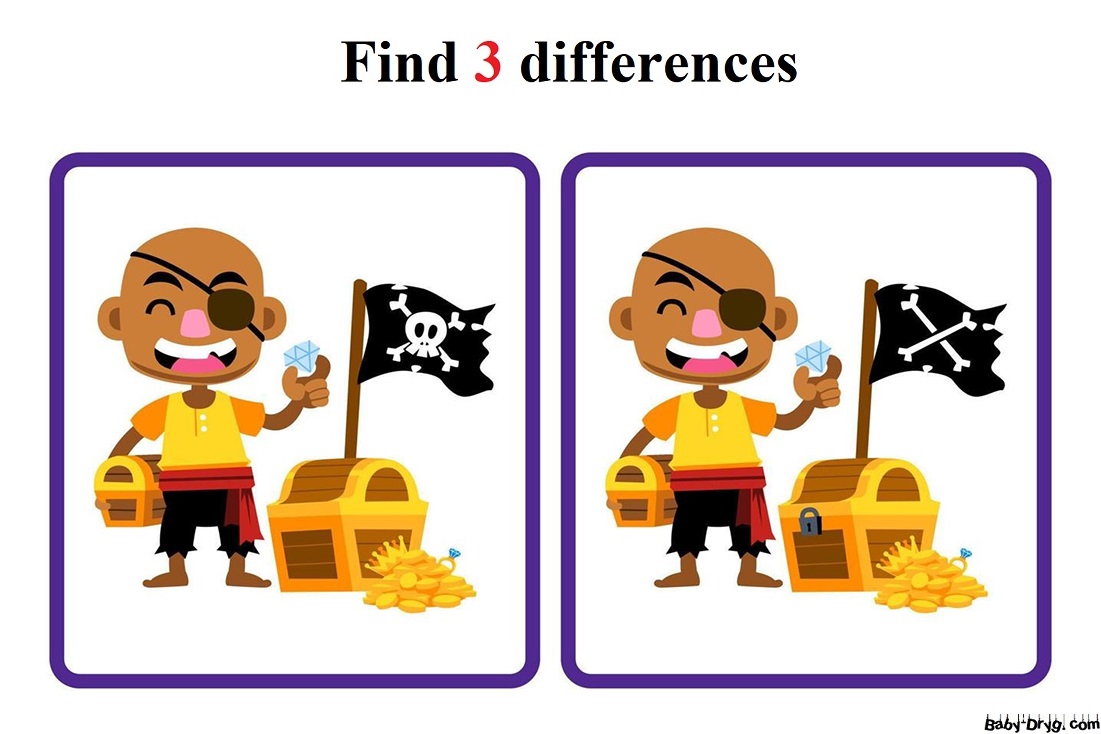 Pirate Treasure | Find 3 differences for free