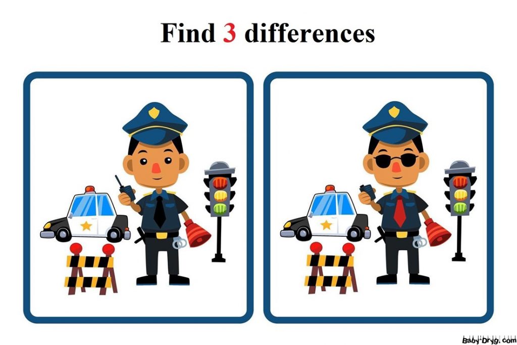 Policeman | Find 3 differences for free