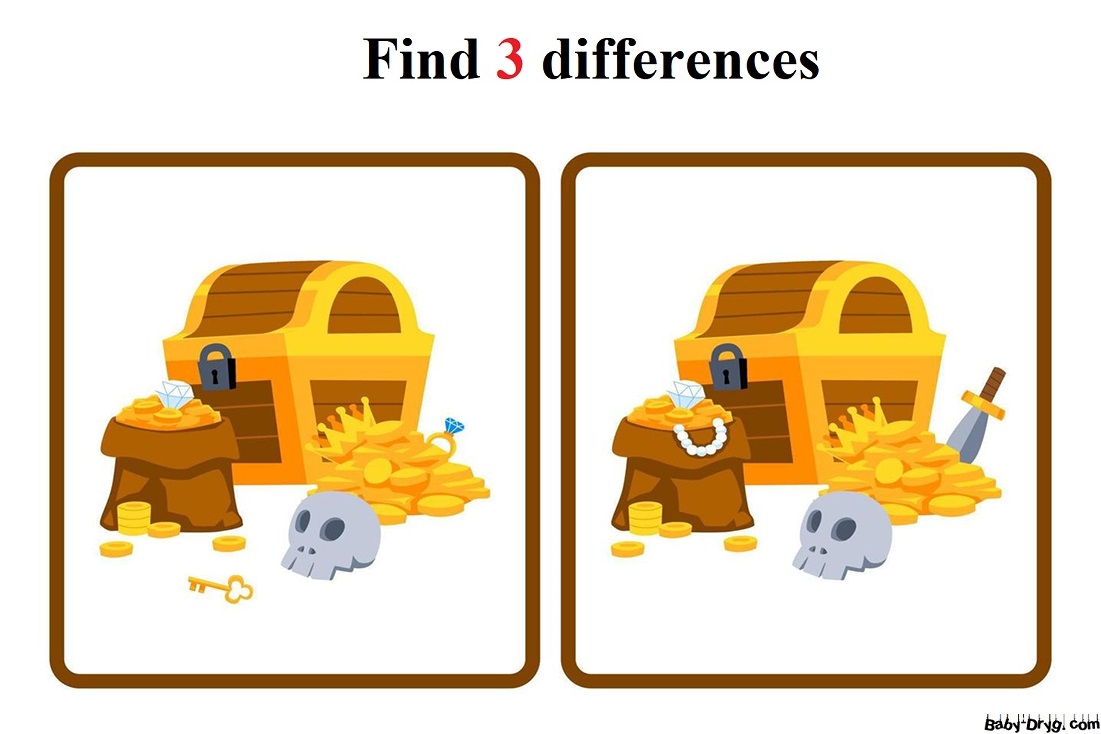 Treasures | Find 3 differences for free