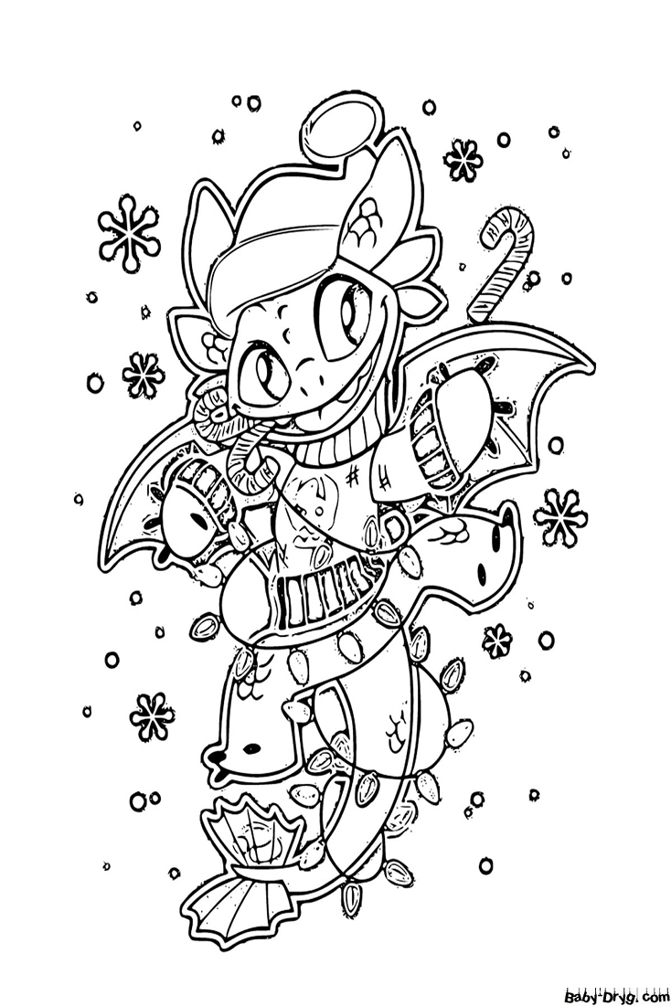 Coloring page Dragon from the cartoon | Coloring New Year's