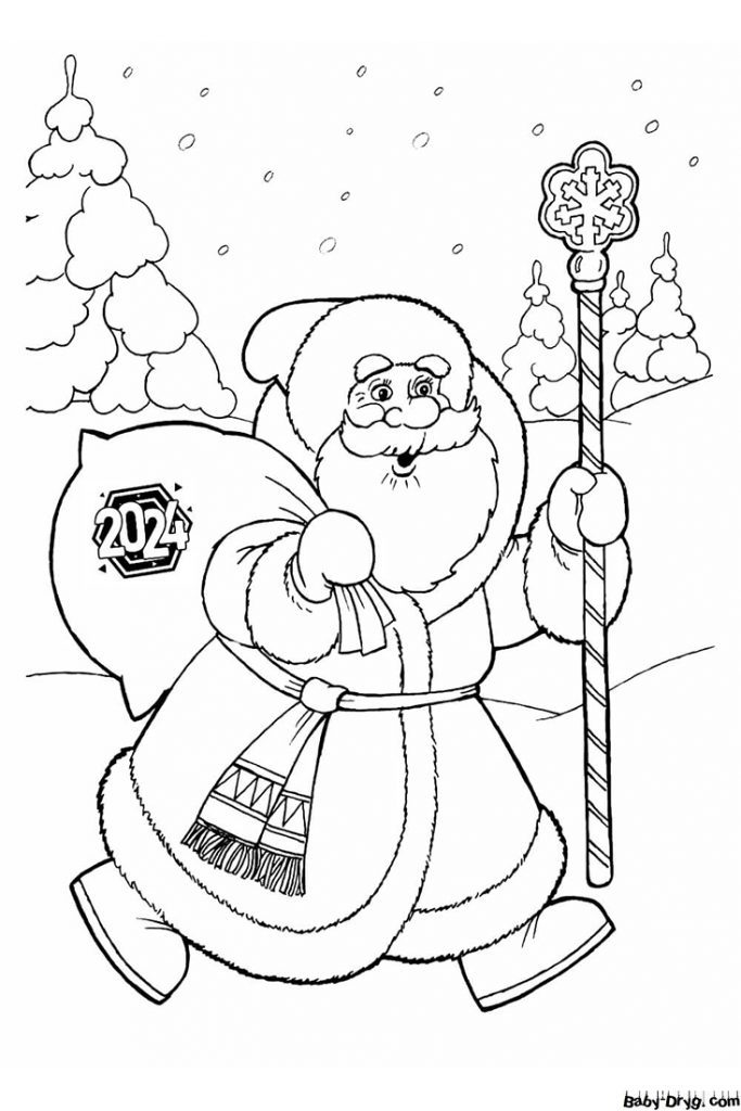 Coloring page Santa Claus 2024 | Coloring New Year's