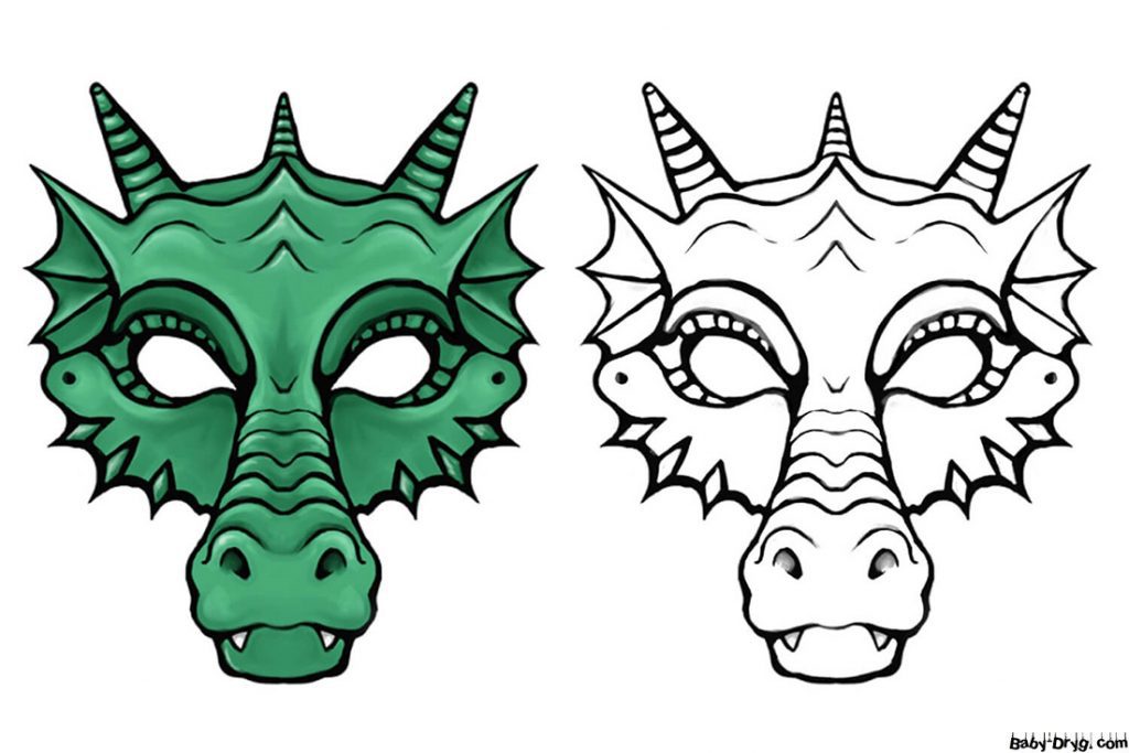 Новогодняя маска дракона | Новогодние раскраски
