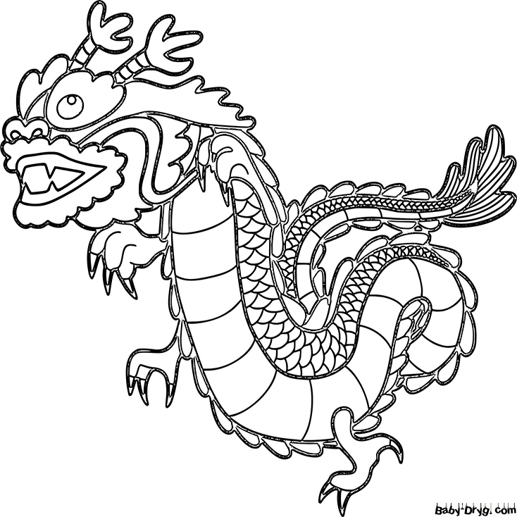 Раскраска Китайский дракон | Новогодние раскраски
