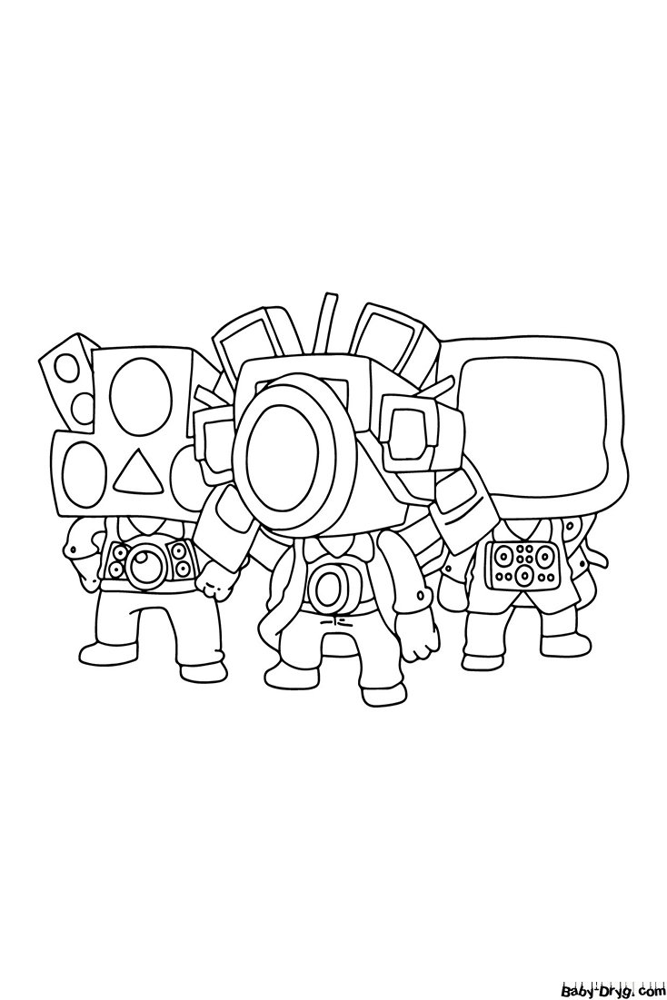 Coloring page Cute Alliance Agents from Skibidi Toilet | Coloring Skibidi Toilet