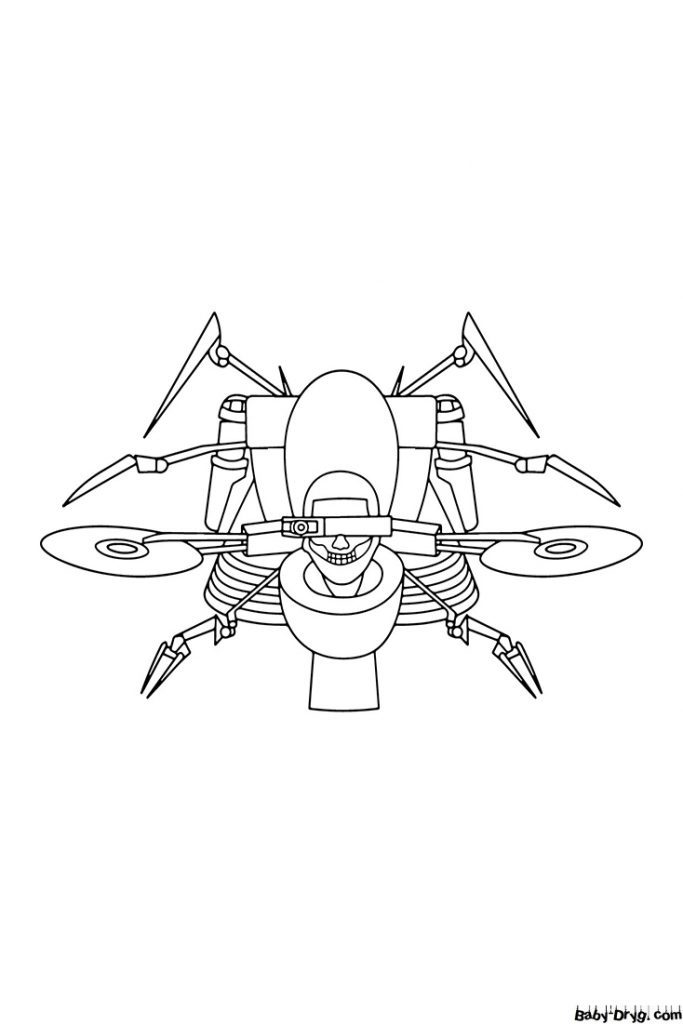 Coloring page Flying Skibidi Toilet with Sawbones | Coloring Skibidi Toilet