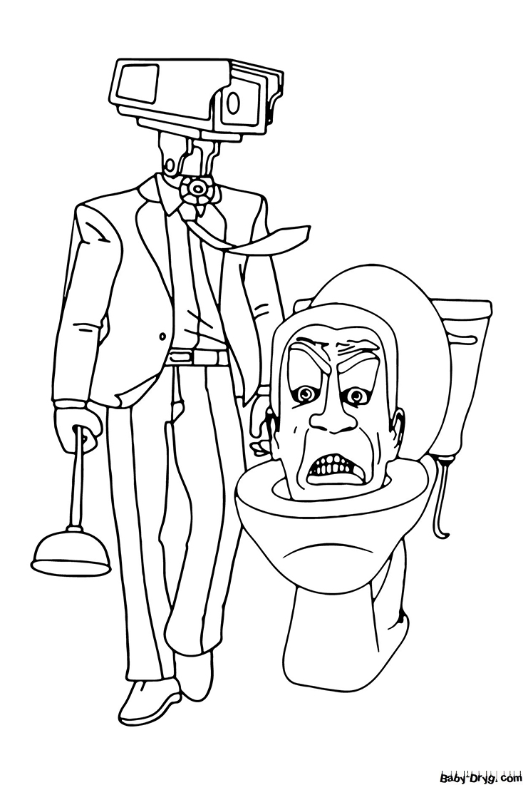 Coloring page PlungerMan and G-Toilet | Coloring Skibidi Toilet