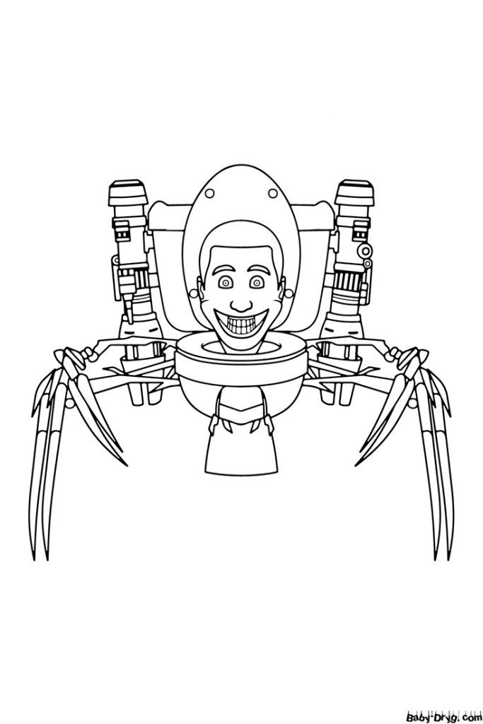 Coloring page Skibidi the Clawed Spider | Coloring Skibidi Toilet