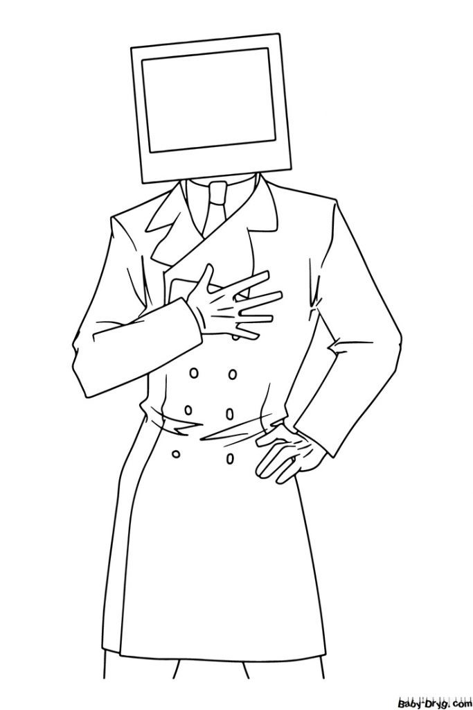 Coloring page TV Woman in a cape | Coloring Skibidi Toilet