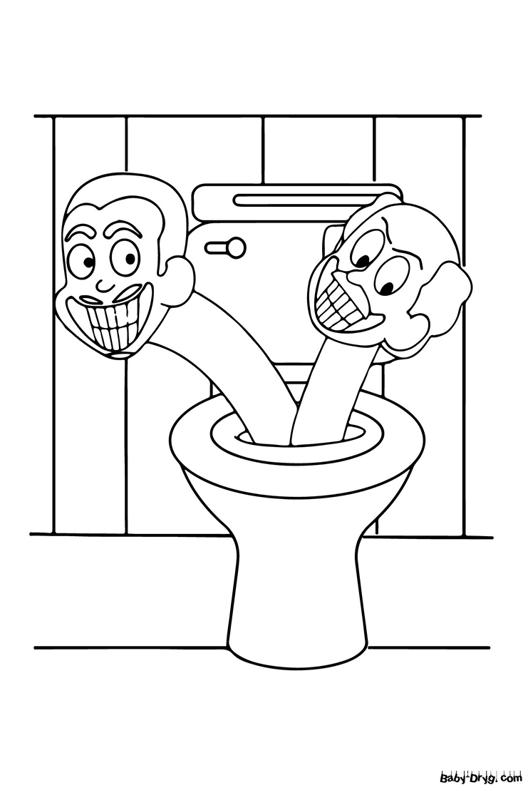 Раскраска Двухголовый Скибиди Туалет | Раскраски Скибиди Туалет
