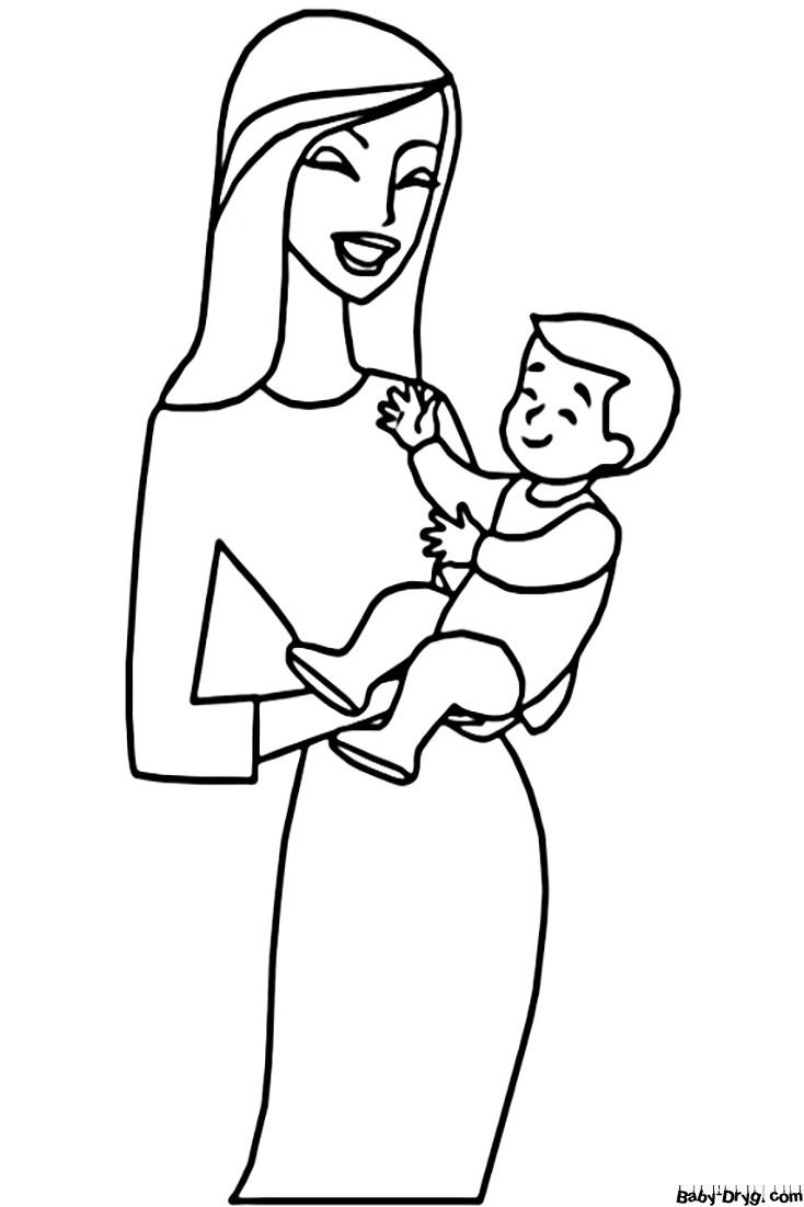 A Woman And A Child Coloring Page | Coloring Women's Day