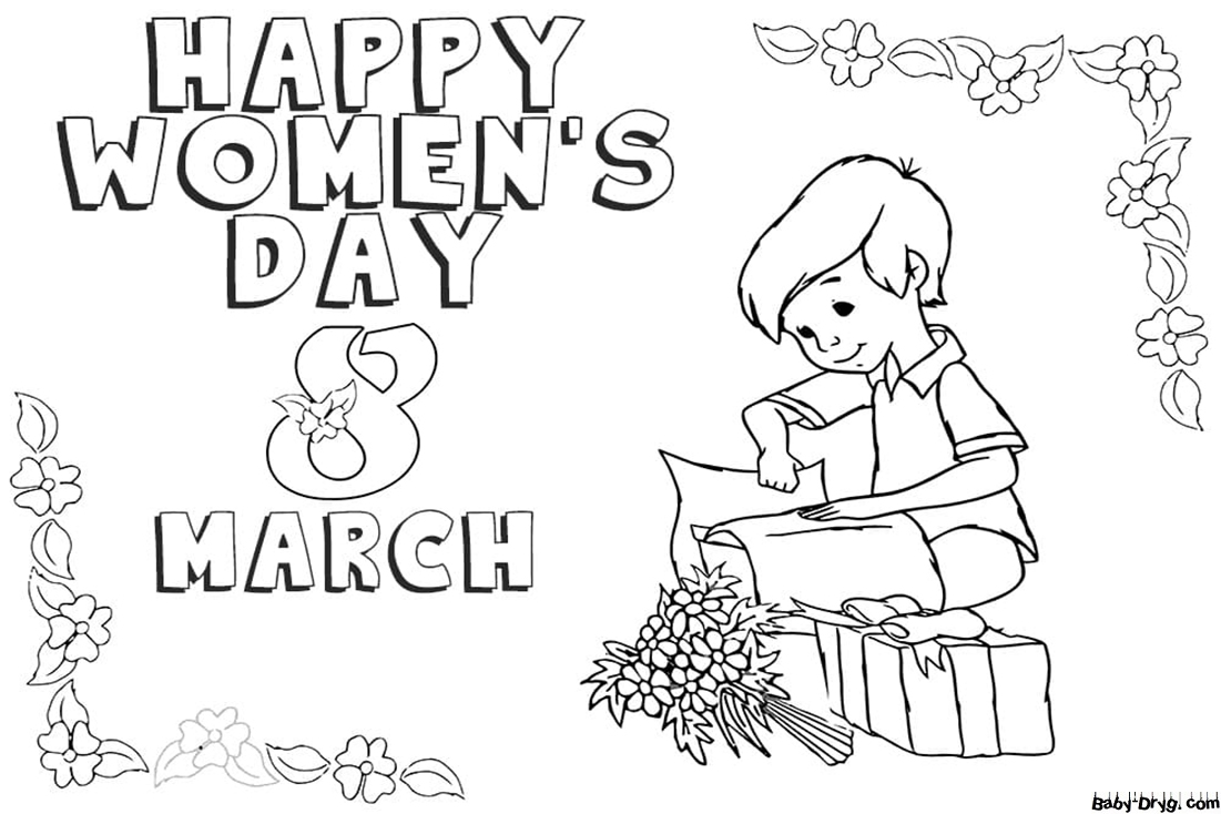 Beautiful card from March 8 | Coloring Women's Day