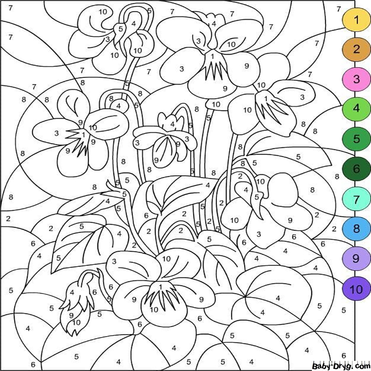 Coloring Page Flowers | Color by Number Coloring Pages