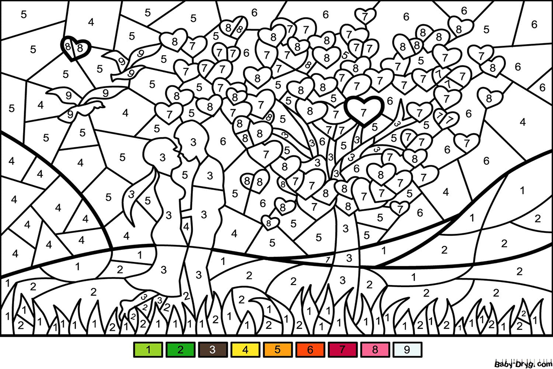 Coloring Page Love | Color by Number Coloring Pages
