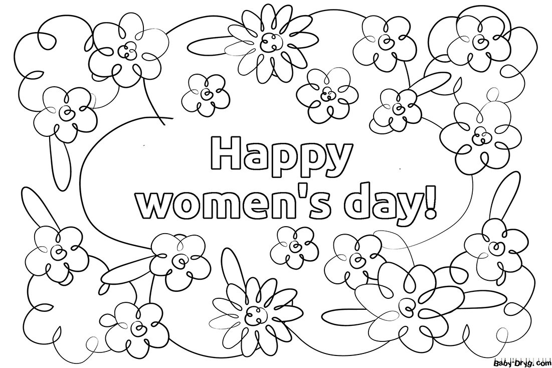 Coloring Page March 8 Women’s Day | Coloring Women's Day