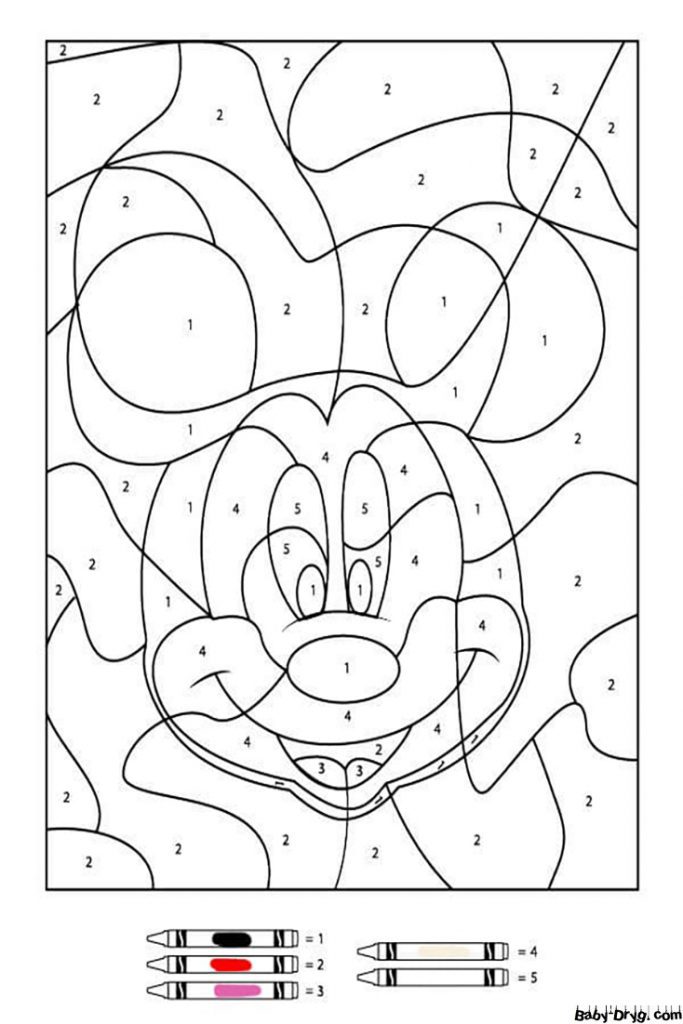 Coloring Page Mickey Mouse | Color by Number Coloring Pages
