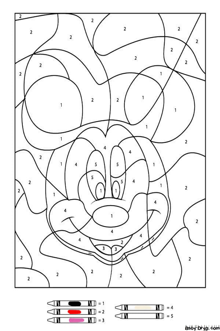 Coloring Page Mickey Mouse | Color by Number Coloring Pages