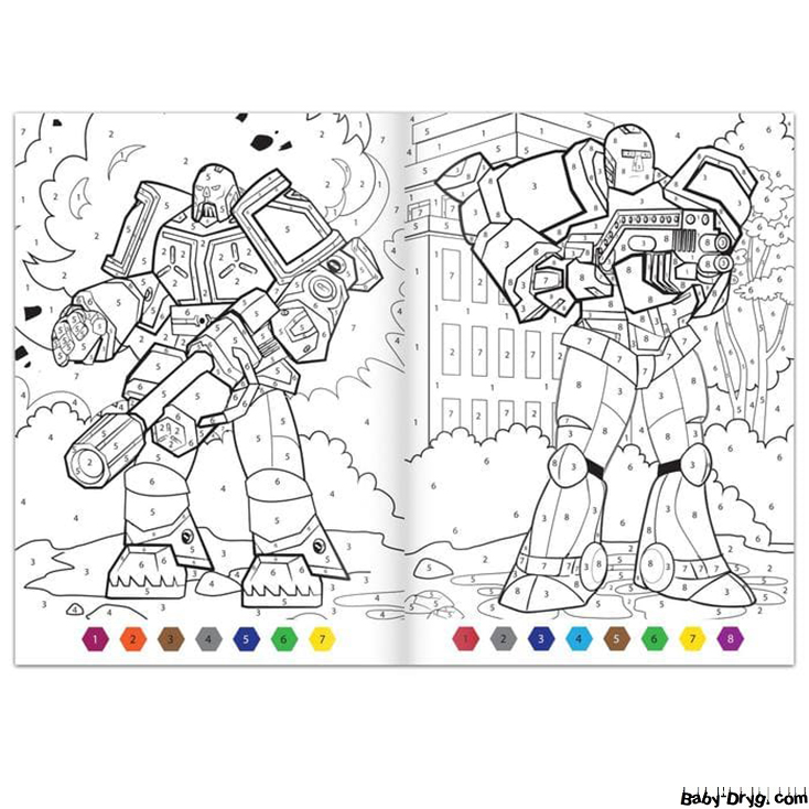 Coloring Page Robots | Color by Number Coloring Pages