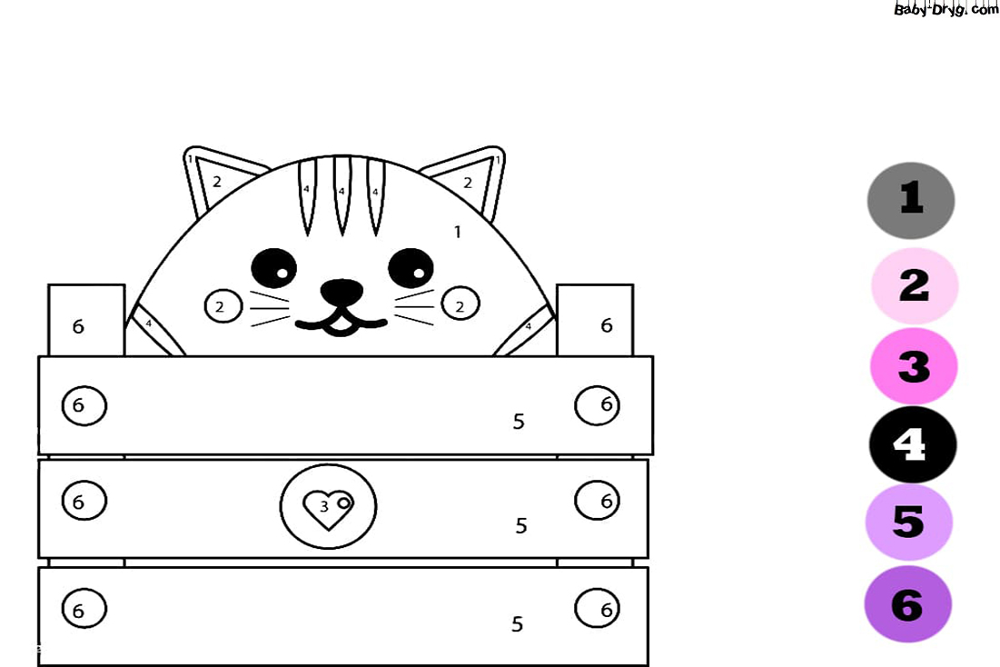 Coloring Page The cat in the box | Color by Number Coloring Pages