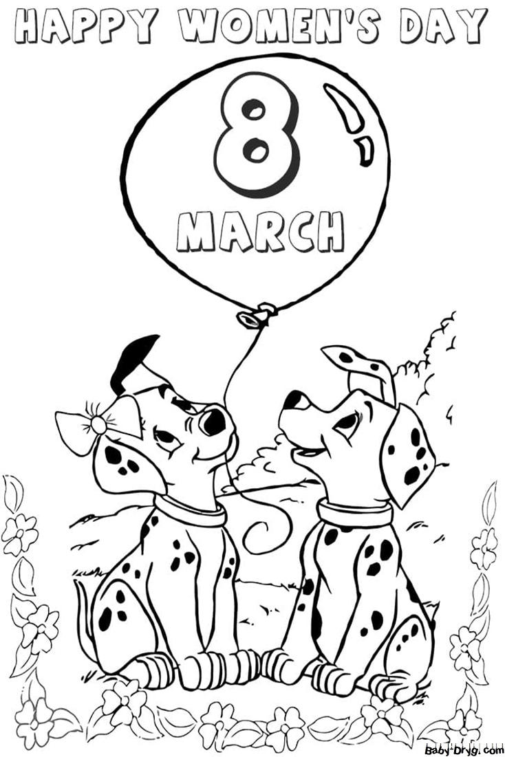 Cute card for March 8th | Coloring Women's Day