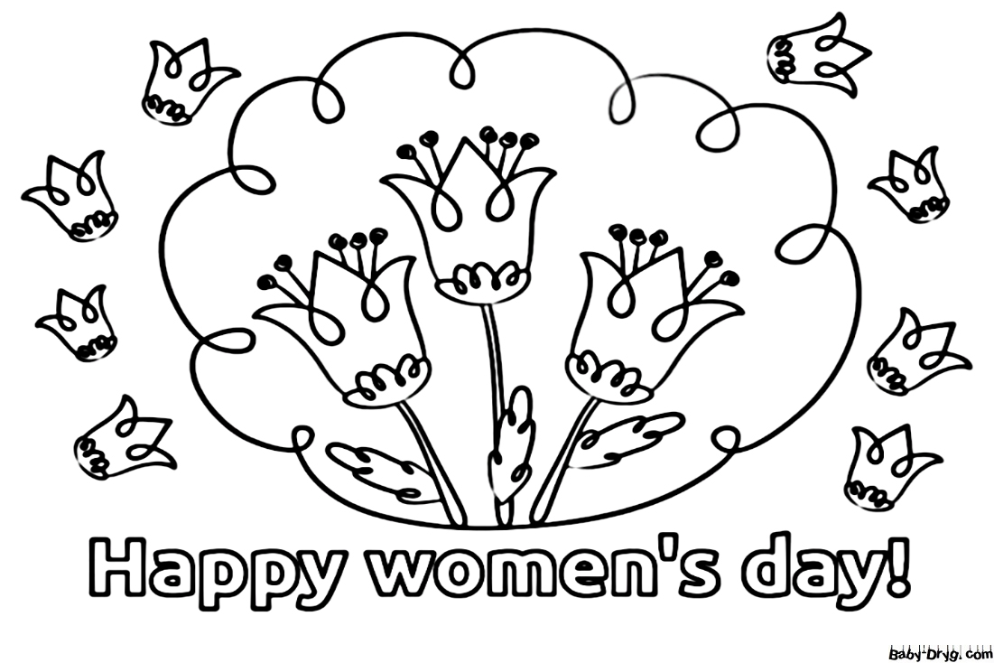 Flowers For Women's Day Coloring Page | Coloring Women's Day