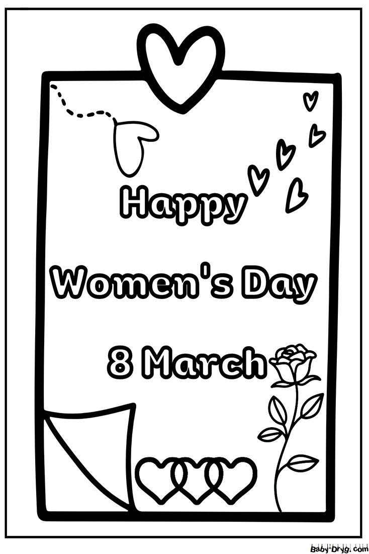 Happy Women's Day 8 March Coloring Page | Coloring Women's Day