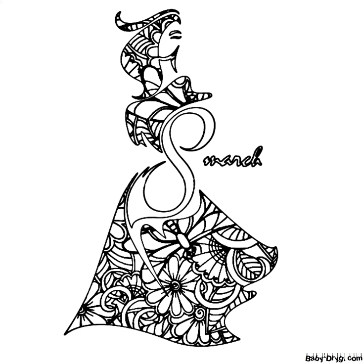 International Women's Day Zentangle Coloring Page | Coloring Women's Day