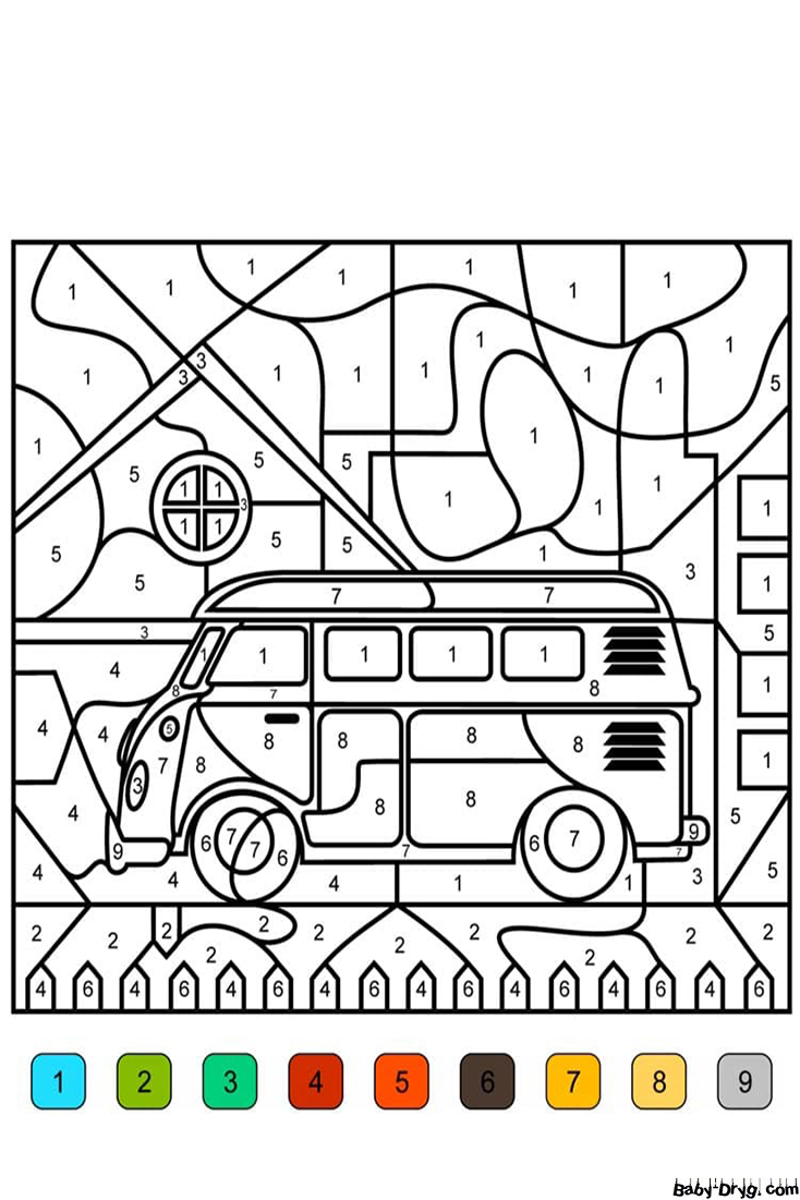 Раскраска Автобус | Раскраски по номерам