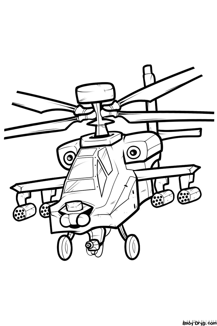 Раскраска Военный вертолёт | Раскраски 23 Февраля