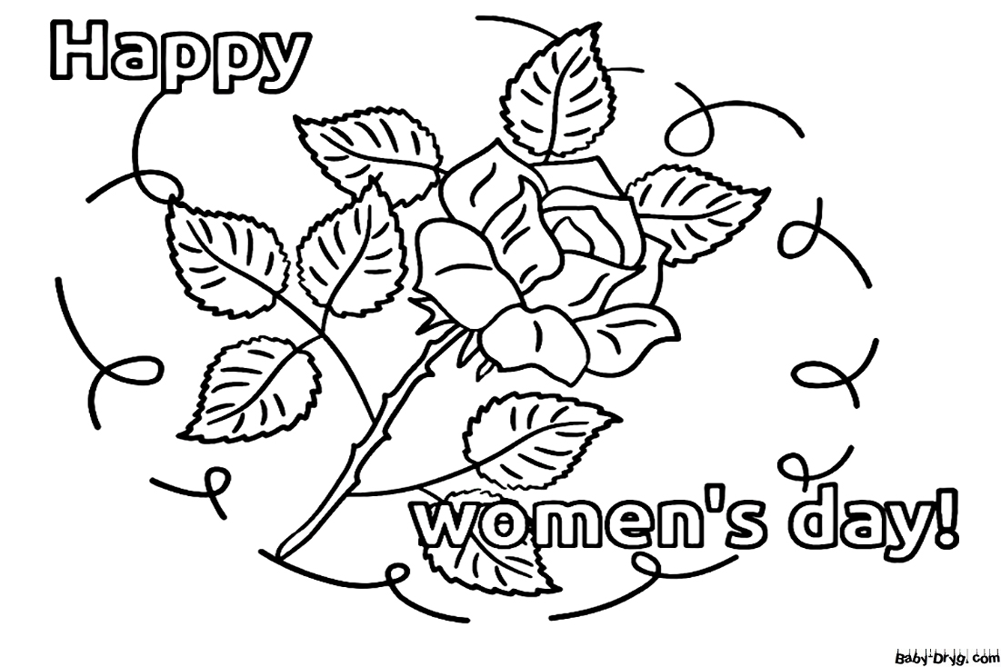 Rose For Women's Day Coloring Page | Coloring Women's Day