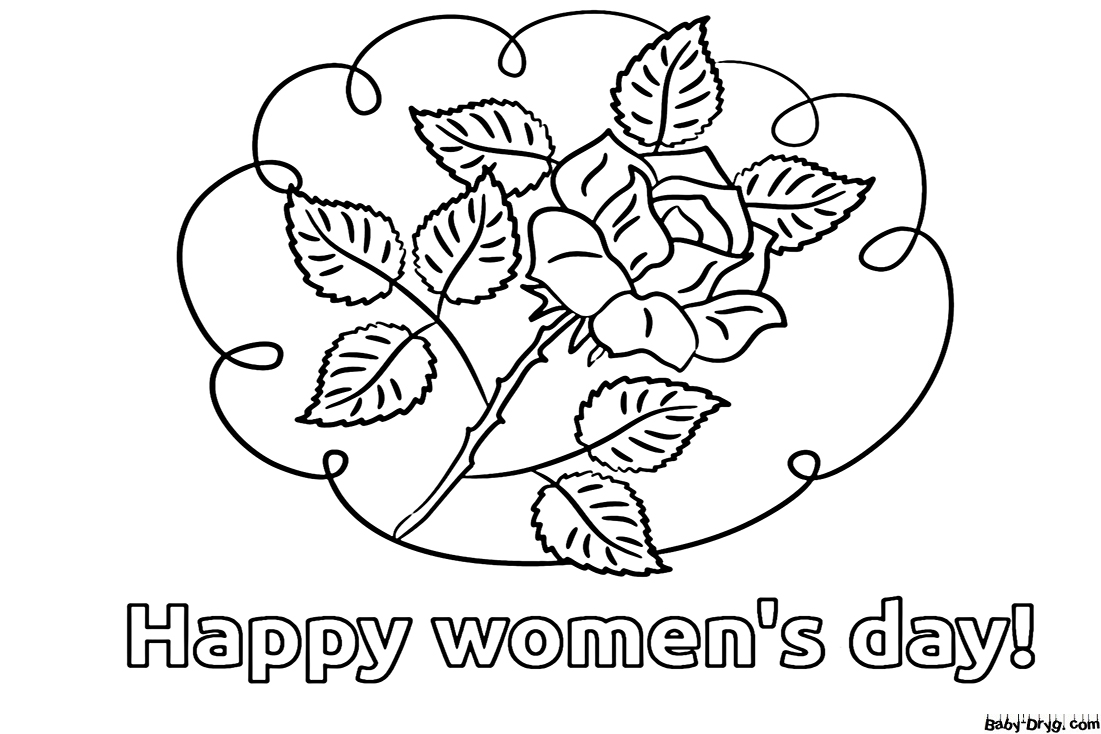 Rose Kids Women's Day Coloring Page | Coloring Women's Day