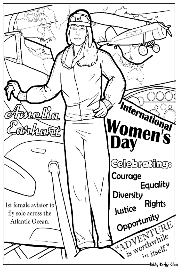 The First Woman Pilot In The World Coloring Page | Coloring Women's Day