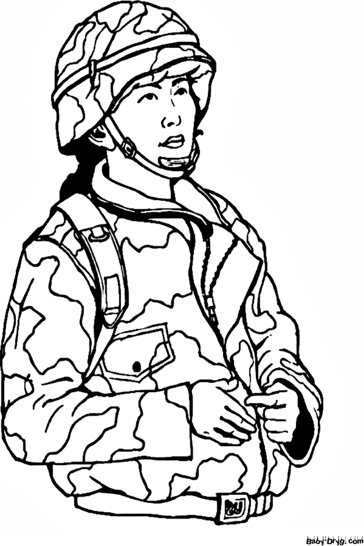 Woman In Army Coloring Page | Coloring Women's Day
